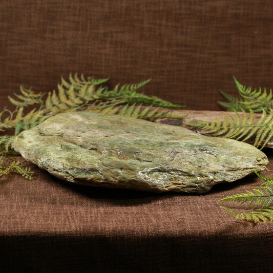 NZ Greenstone Large Freeform Touchstone Sculpture (BW447) Flower Jade Pounamu