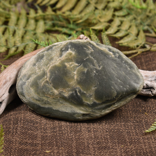 NZ Greenstone Small Freeform Touchstone Sculpture Flower Jade Pounamu