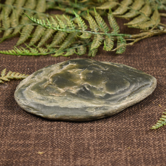 NZ Greenstone Small Freeform Touchstone Sculpture Flower Jade Pounamu