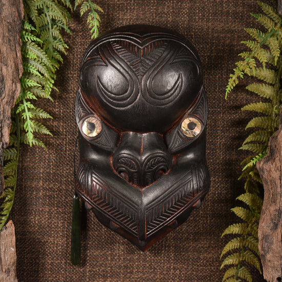 NZ Wood Wheku Mask Sculpture