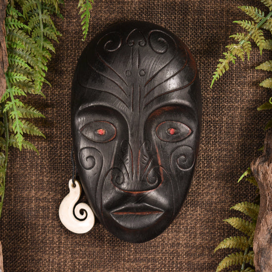 NZ Wood Wheku Mask Sculpture