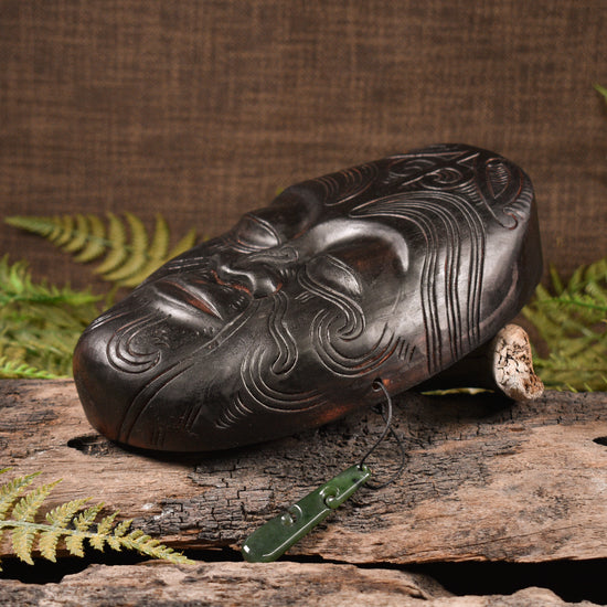 NZ Wood Wheku Mask Sculpture