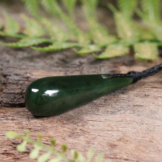 NZ Greenstone Small Freeform Roimata Pendant Kawakawa Pounamu