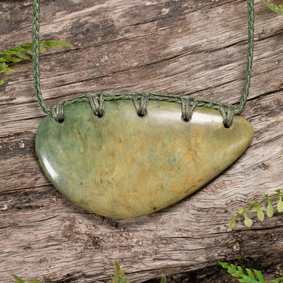 NZ Greenstone Large Kōuma Breastplate Pendant Raukaraka Pounamu