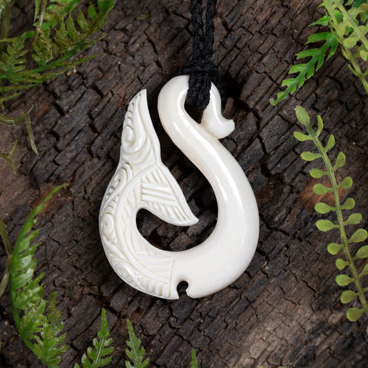 NZ Bone Medium Whale Tail Pendant