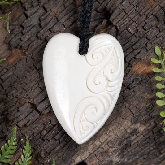 NZ Bone Medium Heart Pendant