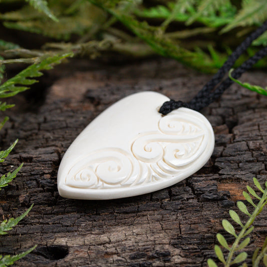 NZ Bone Medium Heart Pendant