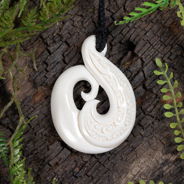 NZ Bone Medium Koru Pendant