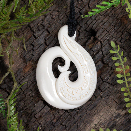NZ Bone Medium Koru Pendant