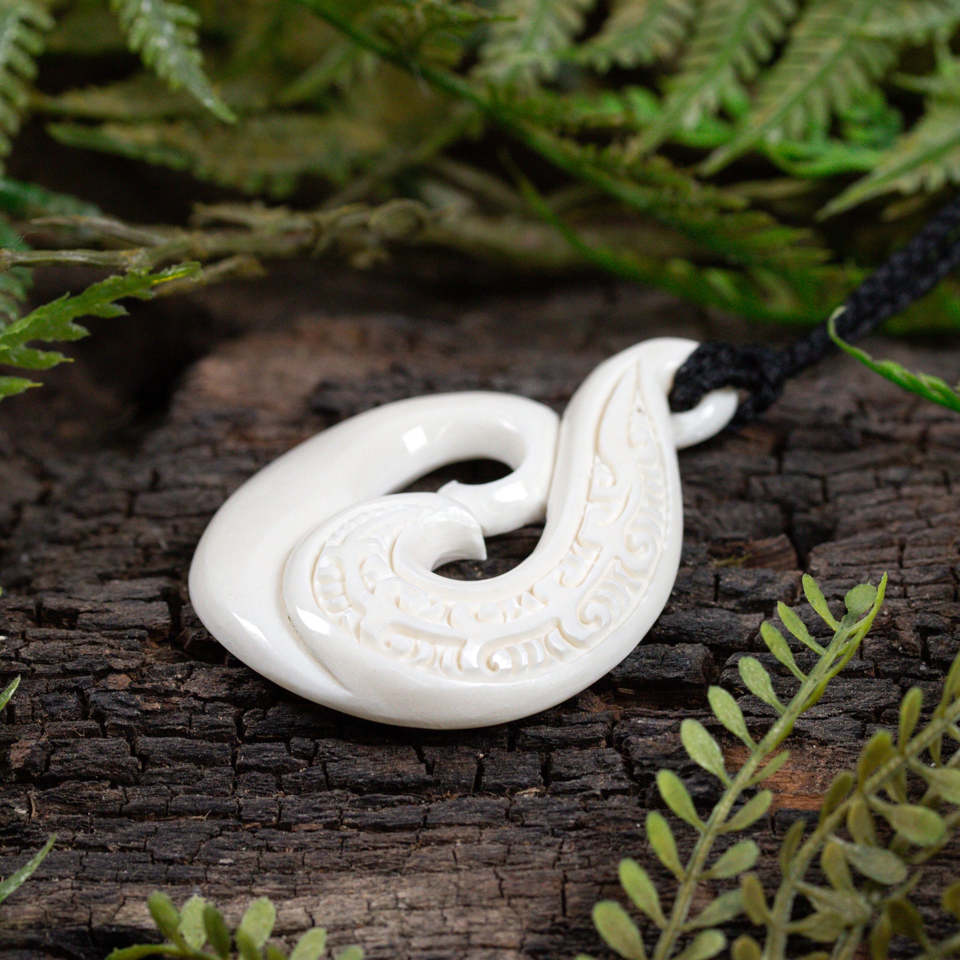 NZ Bone Medium Koru Pendant