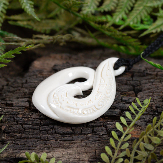 NZ Bone Medium Koru Pendant