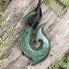 NZ Greenstone XLarge Hei Matau Pendant Hapopo Pounamu