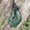 NZ Greenstone XLarge Hei Matau Pendant Hapopo Pounamu