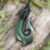 NZ Greenstone XLarge Hei Matau Pendant Flower Jade Pounamu