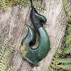 NZ Greenstone XLarge Hei Matau Pendant Flower Jade Pounamu