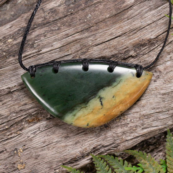 NZ Greenstone Large Kōuma Breastplate Pendant Flower Jade Pounamu