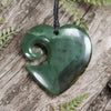 NZ Greenstone Large Koru Heart Pendant Flower Jade Pounamu