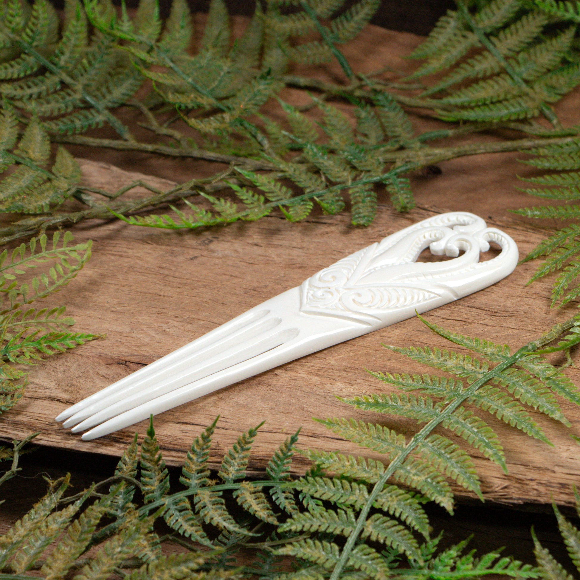 Bone Heru With Koru XLarge Hair Comb