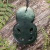NZ Greenstone XLarge Hei Tiki Pendant Flower Jade Pounamu
