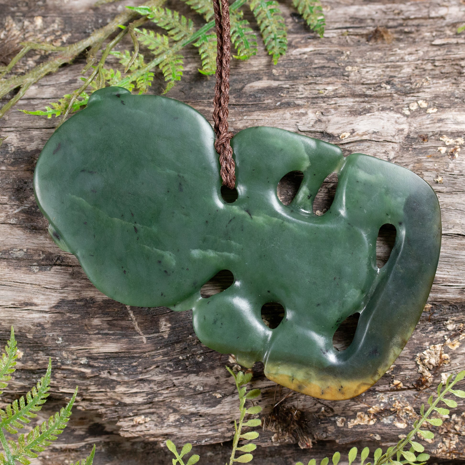 NZ Greenstone XXLarge Hei Tiki Pendant Hapopo Pounamu