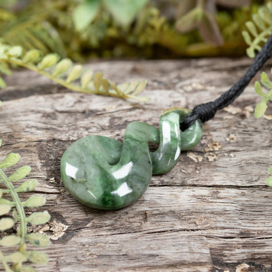 NZ Greenstone Small Twist Pendant Auhunga Pounamu