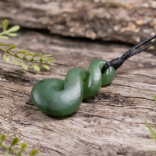 NZ Greenstone Small Twist Pendant Hapopo Pounamu