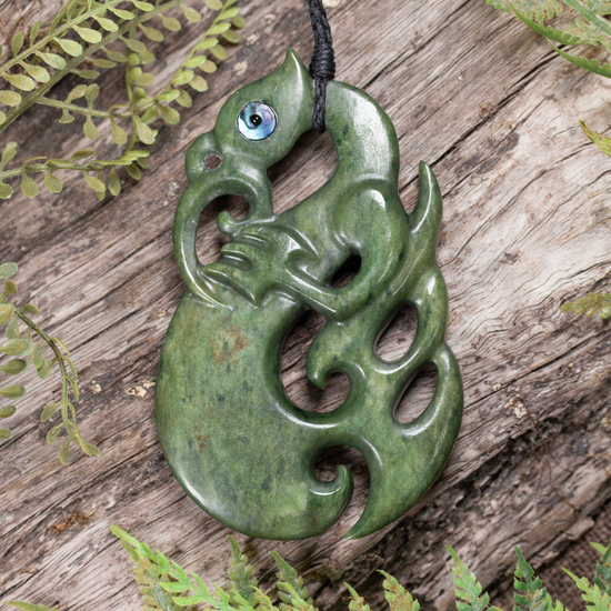 NZ Greenstone XLarge Manaia Pendant Rimu Pounamu