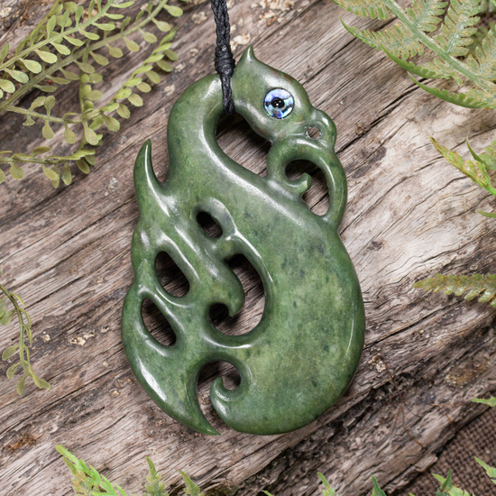 NZ Greenstone XLarge Manaia Pendant Rimu Pounamu