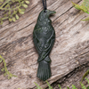 NZ Greenstone Medium Tūī Pendant Kawakawa Pounamu