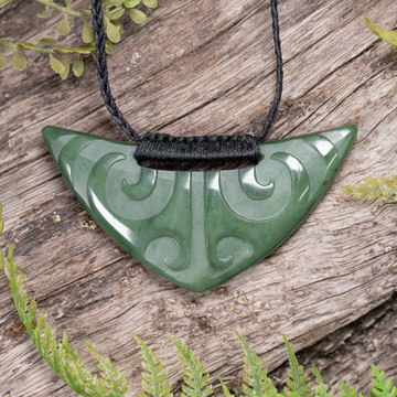 NZ Greenstone Large Kōuma Breastplate Pendant Hapopo Pounamu