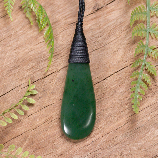 NZ Greenstone Small Roimata Pendant Hapopo Pounamu