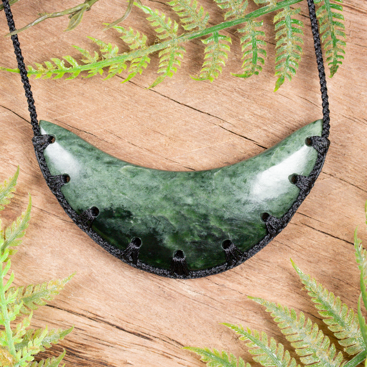 NZ Greenstone Large Kōuma Breastplate Pendant Kawakawa Pounamu