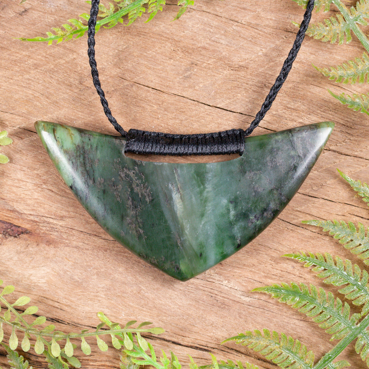 NZ Greenstone Large Kōuma Breastplate Pendant Rimu Pounamu