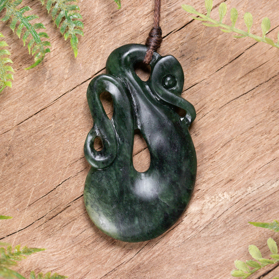 NZ Greenstone Small Manaia Pendant  Kawakawa Pounamu