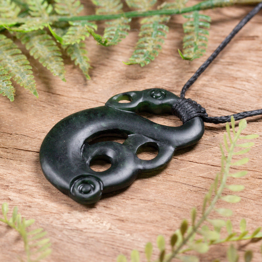 NZ Greenstone Small Manaia Pendant Kawakawa Pounamu