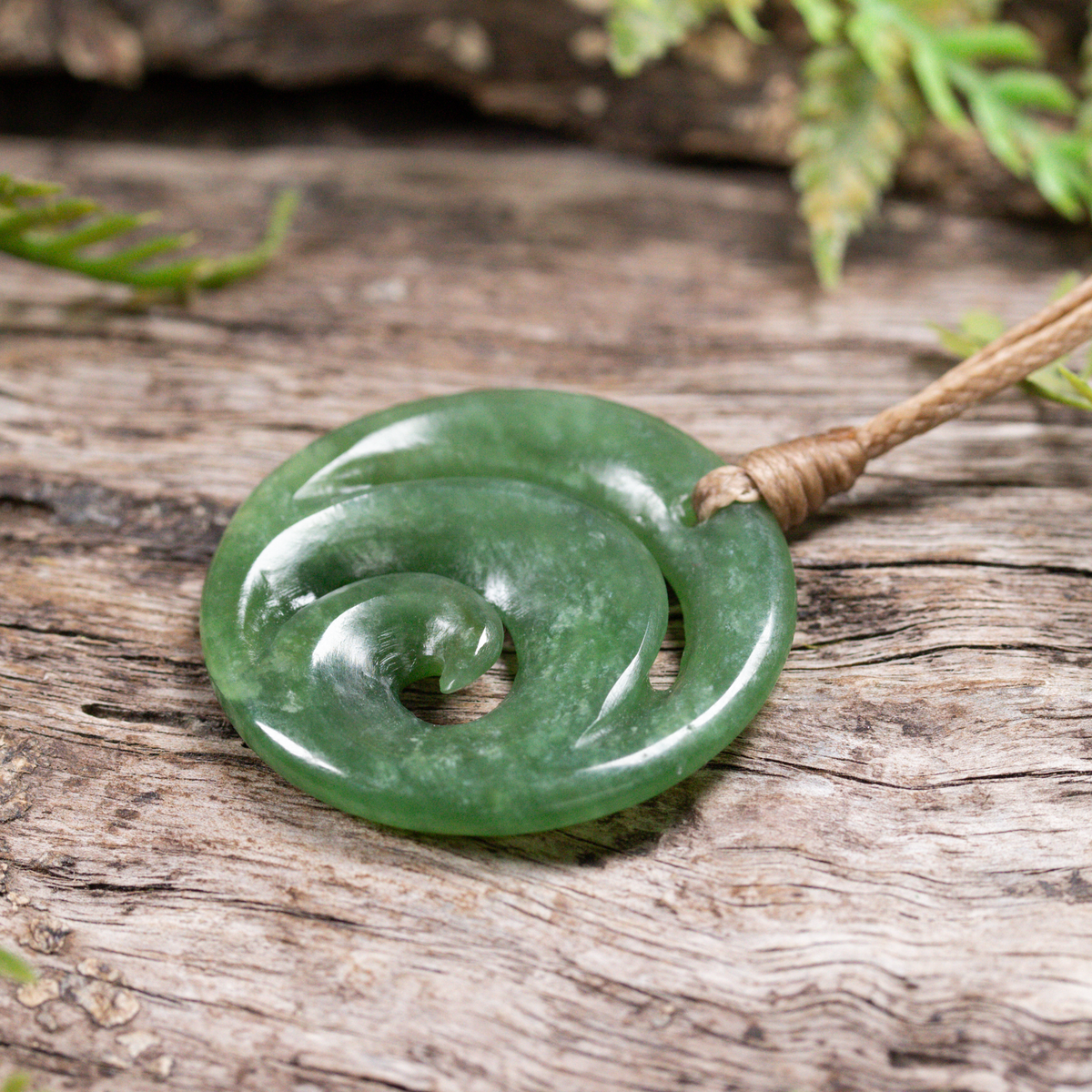 NZ Greenstone Small Koru Pendant Hapopo Pounamu