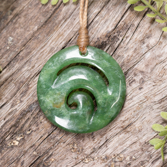 NZ Greenstone Small Koru Pendant Hapopo Pounamu