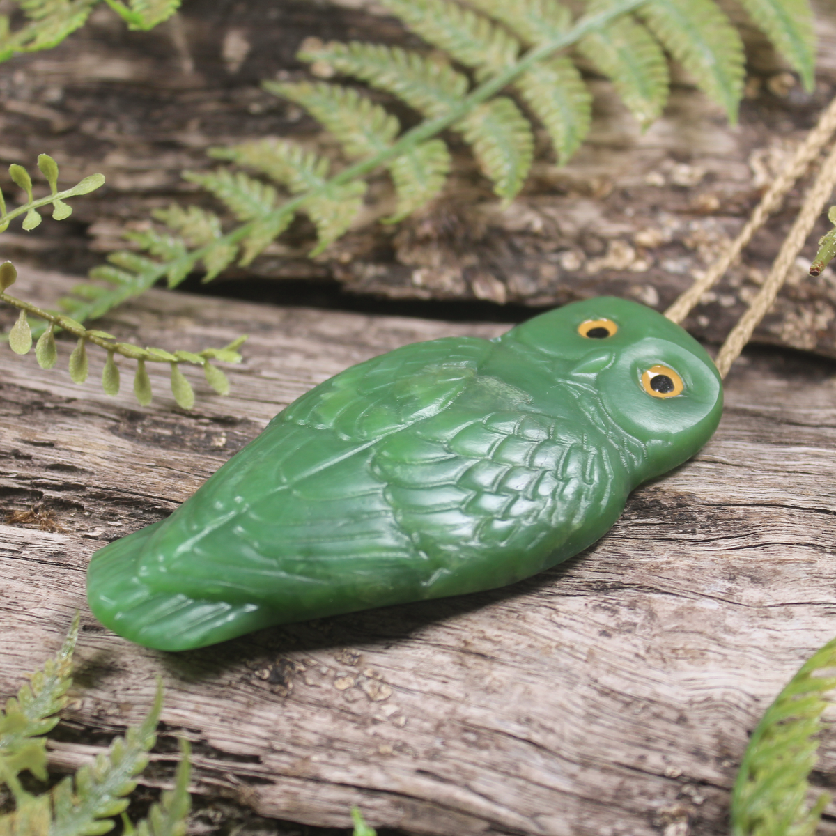 NZ Greenstone Large Ruru Pendant Kahurangi Pounamu
