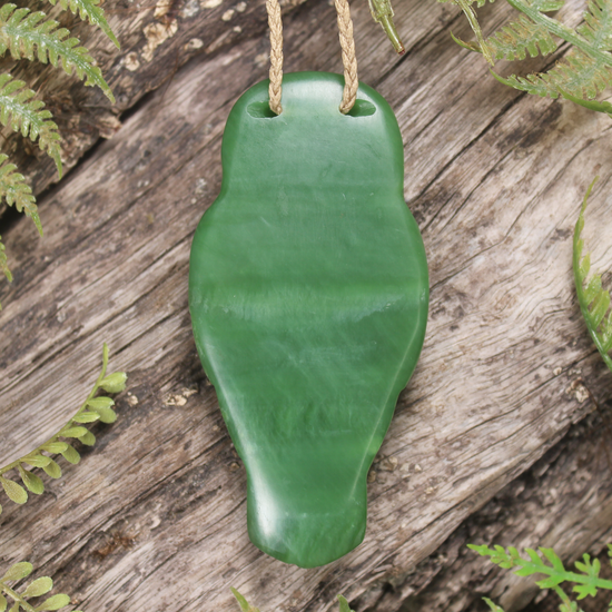 NZ Greenstone Large Ruru Pendant Kahurangi Pounamu