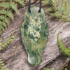 NZ Greenstone Large Ruru Pendant Flower Jade Pounamu