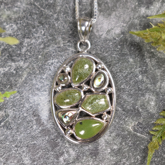 NZ Greenstone Small Sterling Silver Pendant Hapopo Pounamu