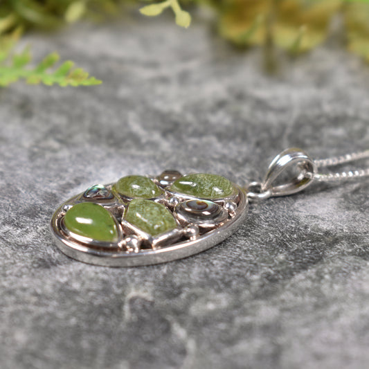 NZ Greenstone Small Sterling Silver Pendant Hapopo Pounamu