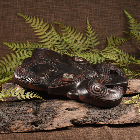 NZ Wood Wheku Mask Sculpture 