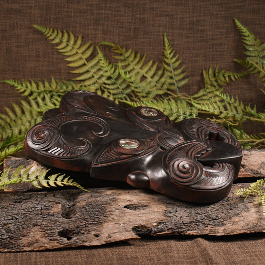 NZ Wood Wheku Mask Sculpture 
