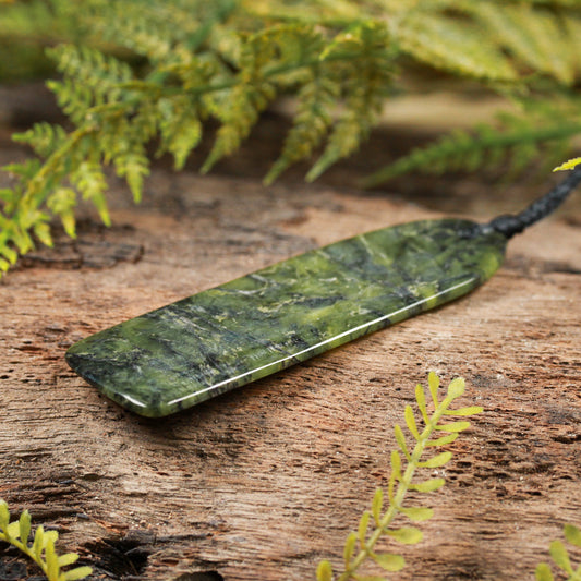 NZ Greenstone Large Freeform Toki Pendant (BN492) Douglas Creek Pounamu