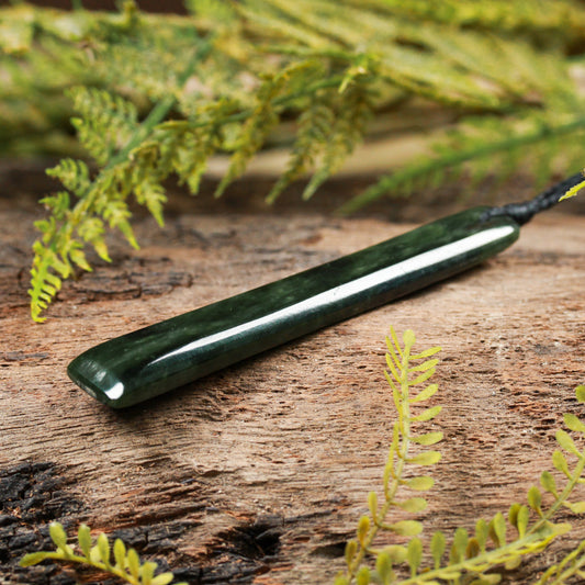 NZ Greenstone Large Freeform Toki Pendant (BN493) Kawakawa Pounamu