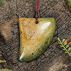 NZ Greenstone Medium Freeform Niho Taniwha Tooth Pendant (BN496) Flower Jade Pounamu