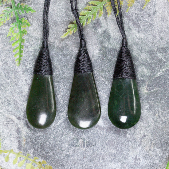 NZ Greenstone XSmall Roimata Pendant Kawakawa Pounamu