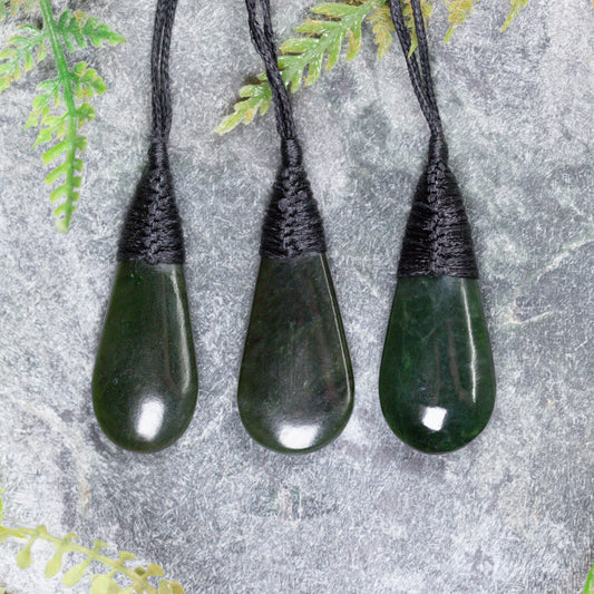 NZ Greenstone XSmall Roimata Pendant Kawakawa Pounamu