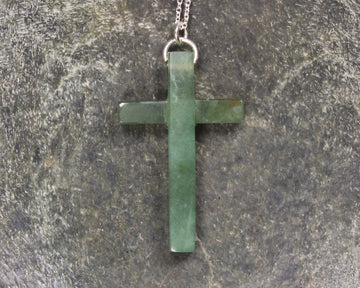 Sterling Silver Cross Pounamu Pendant